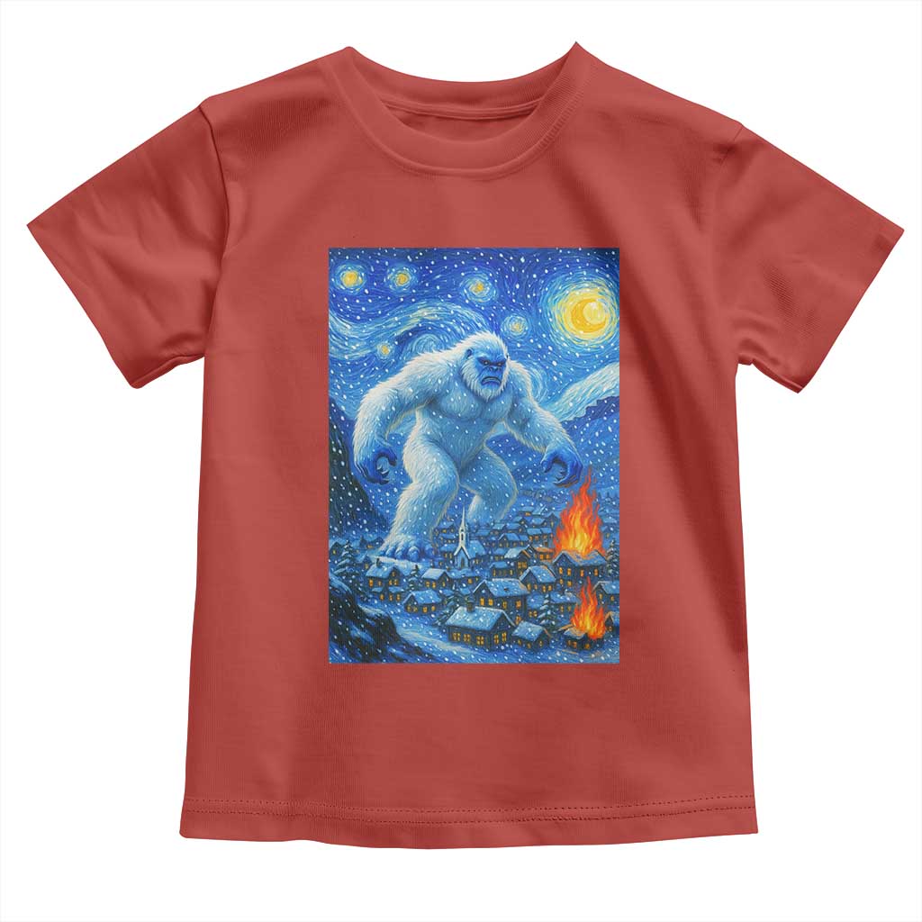 Yeti Cryptid Christmas Toddler T Shirt Winter Monster Starry Night Xmas - Wonder Print Shop