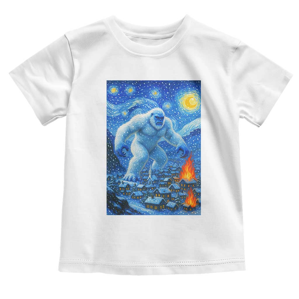 Yeti Cryptid Christmas Toddler T Shirt Winter Monster Starry Night Xmas - Wonder Print Shop