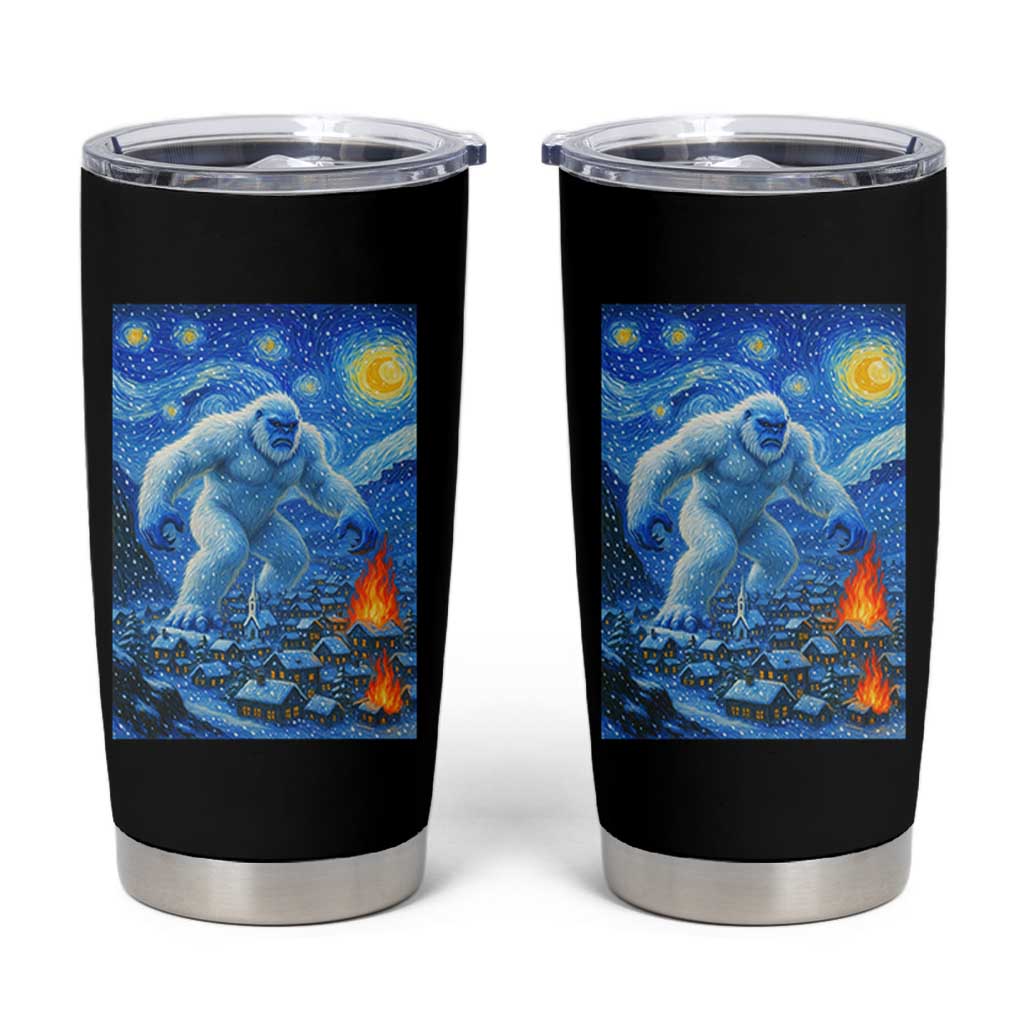 Yeti Cryptid Christmas Tumbler Cup Winter Monster Starry Night Xmas - Wonder Print Shop