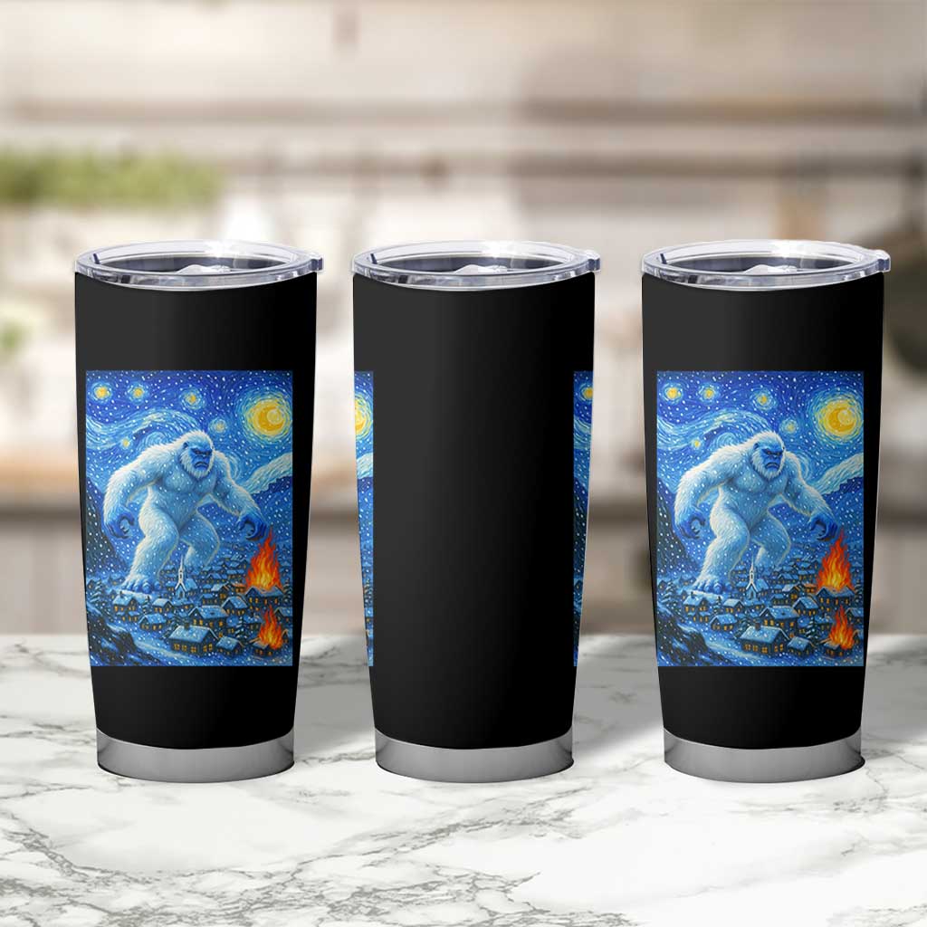 Yeti Cryptid Christmas Tumbler Cup Winter Monster Starry Night Xmas - Wonder Print Shop