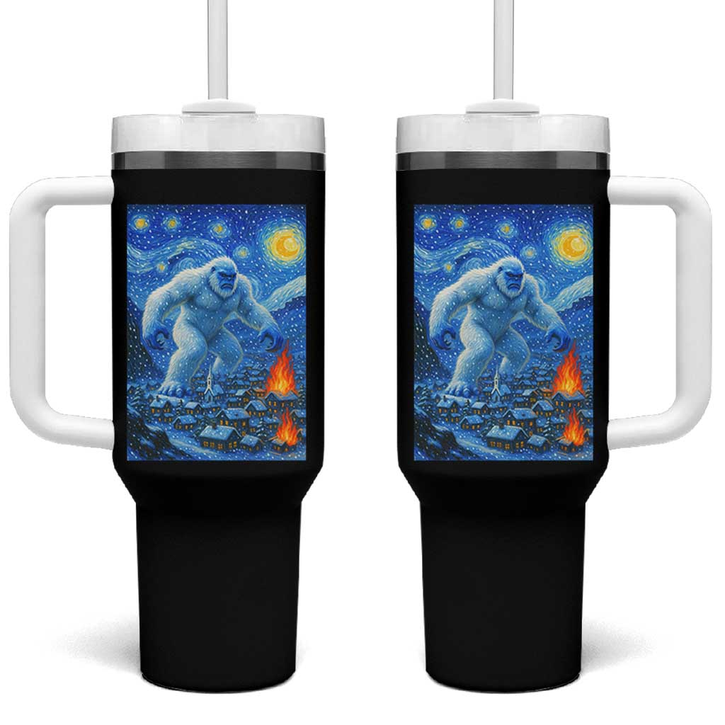 Yeti Cryptid Christmas Tumbler With Handle Winter Monster Starry Night Xmas - Wonder Print Shop