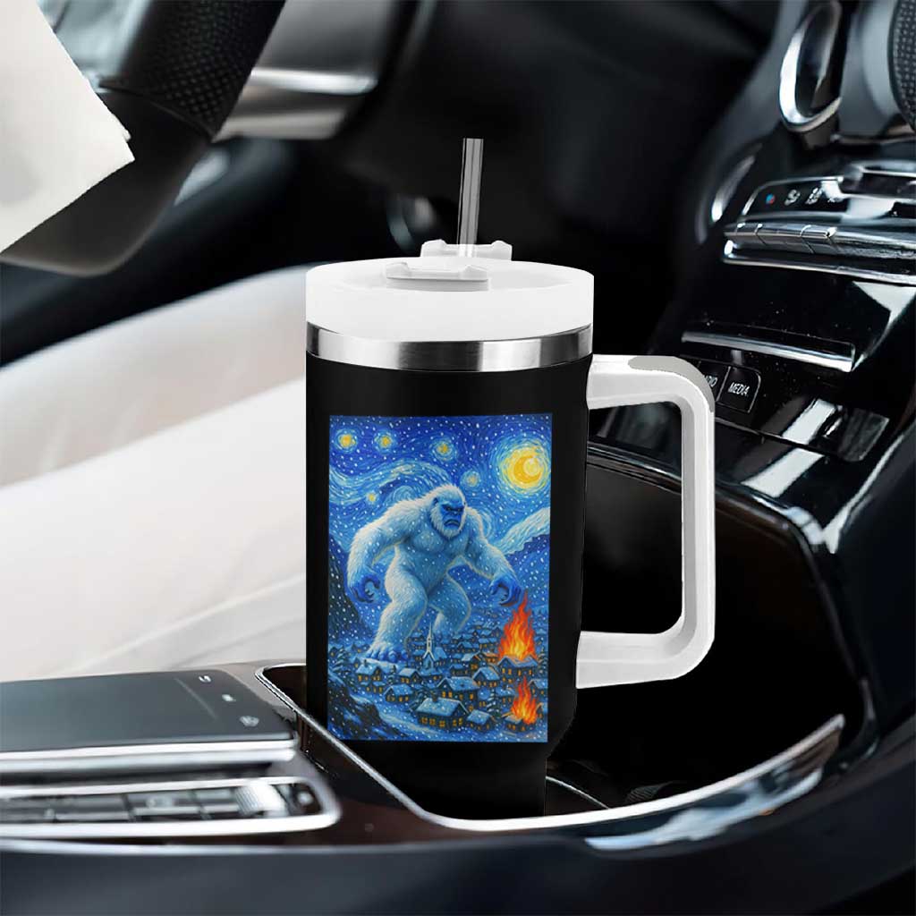 Yeti Cryptid Christmas Tumbler With Handle Winter Monster Starry Night Xmas - Wonder Print Shop
