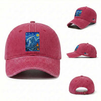 Yeti Cryptid Christmas Washed Cotton Baseball Cap Winter Monster Starry Night Xmas