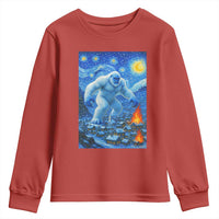 Yeti Cryptid Christmas Youth Sweatshirt Winter Monster Starry Night Xmas - Wonder Print Shop