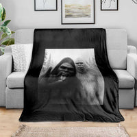 Bigfoot Selfie Christmas Throw Blanket Sasquatch Yeti Rock On Hand - Wonder Print Shop