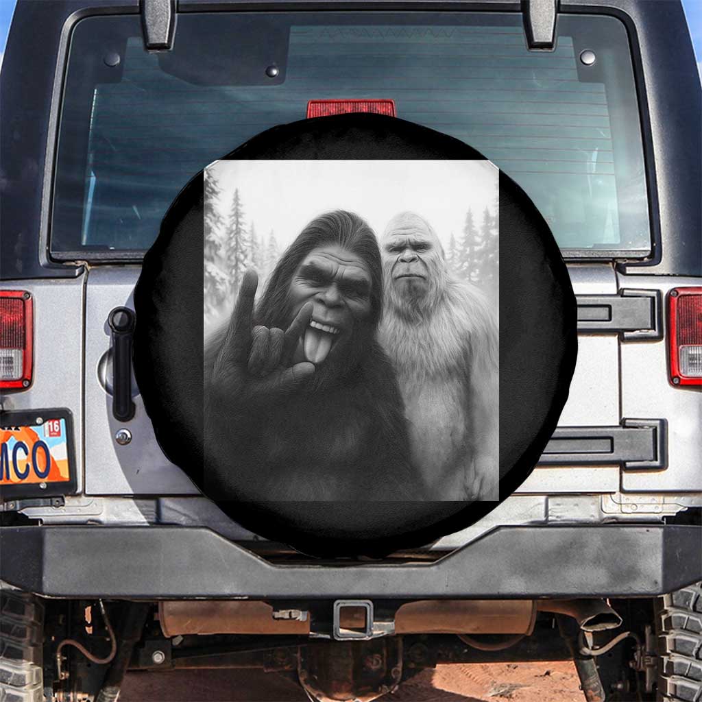 Bigfoot Selfie Christmas Spare Tire Cover Sasquatch Yeti Rock On Hand - Wonder Print Shop
