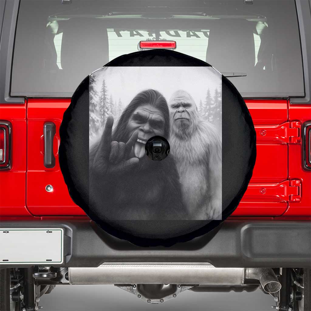 Bigfoot Selfie Christmas Spare Tire Cover Sasquatch Yeti Rock On Hand - Wonder Print Shop