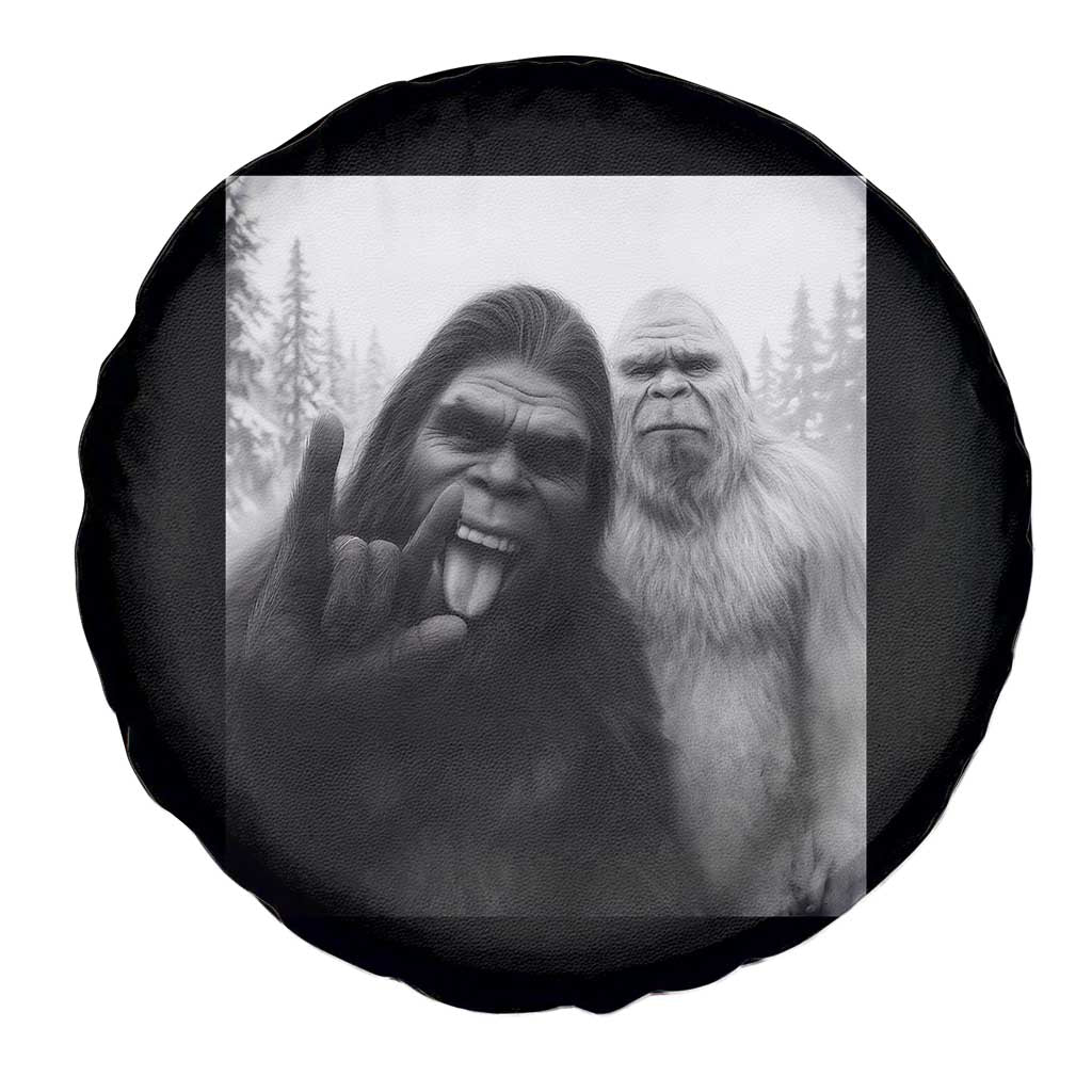 Bigfoot Selfie Christmas Spare Tire Cover Sasquatch Yeti Rock On Hand - Wonder Print Shop