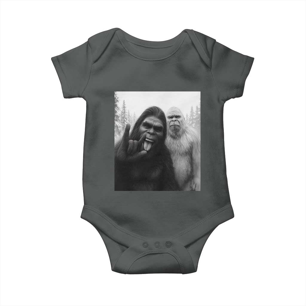 Bigfoot Selfie Christmas Baby Onesie Sasquatch Yeti Rock On Hand - Wonder Print Shop