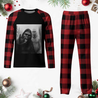 Bigfoot Selfie Christmas Plaid Pajama Set Sasquatch Yeti Rock On Hand - Wonder Print Shop