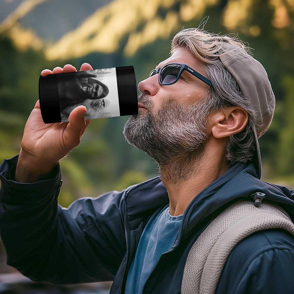 Bigfoot Selfie Christmas 4 in 1 Can Cooler Tumbler Sasquatch Yeti Rock On Hand - Wonder Print Shop