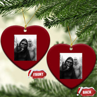 Bigfoot Selfie Xmas Ceramic Ornament Sasquatch Yeti Rock On Hand - Wonder Print Shop