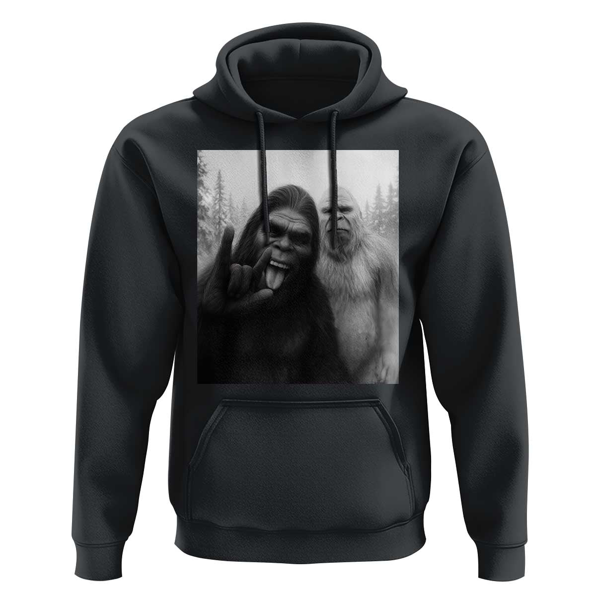 Bigfoot Selfie Christmas Hoodie Sasquatch Yeti Rock On Hand - Wonder Print Shop
