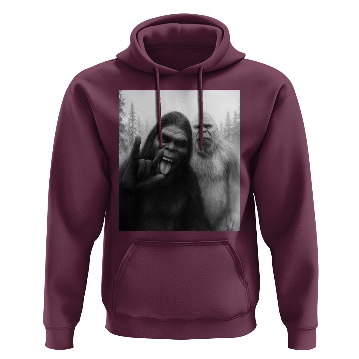 Bigfoot Selfie Christmas Hoodie Sasquatch Yeti Rock On Hand - Wonder Print Shop