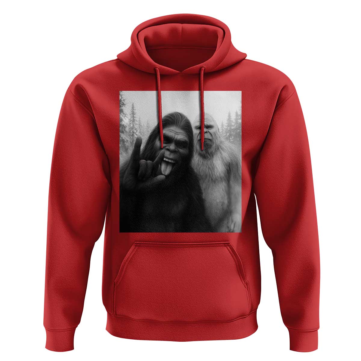 Bigfoot Selfie Christmas Hoodie Sasquatch Yeti Rock On Hand - Wonder Print Shop