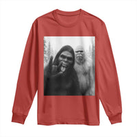 Bigfoot Selfie Christmas Long Sleeve Shirt Sasquatch Yeti Rock On Hand - Wonder Print Shop