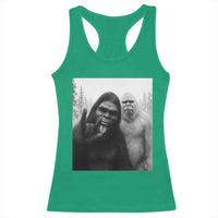 Bigfoot Selfie Christmas Racerback Tank Top Sasquatch Yeti Rock On Hand - Wonder Print Shop