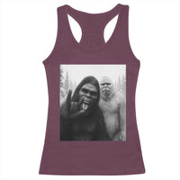 Bigfoot Selfie Christmas Racerback Tank Top Sasquatch Yeti Rock On Hand - Wonder Print Shop