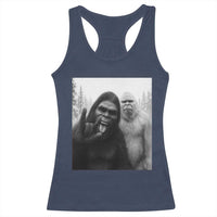 Bigfoot Selfie Christmas Racerback Tank Top Sasquatch Yeti Rock On Hand - Wonder Print Shop