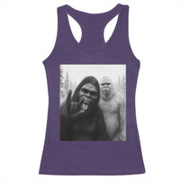 Bigfoot Selfie Christmas Racerback Tank Top Sasquatch Yeti Rock On Hand - Wonder Print Shop