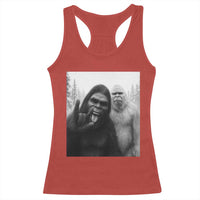 Bigfoot Selfie Christmas Racerback Tank Top Sasquatch Yeti Rock On Hand - Wonder Print Shop
