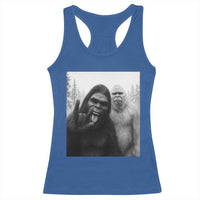 Bigfoot Selfie Christmas Racerback Tank Top Sasquatch Yeti Rock On Hand - Wonder Print Shop
