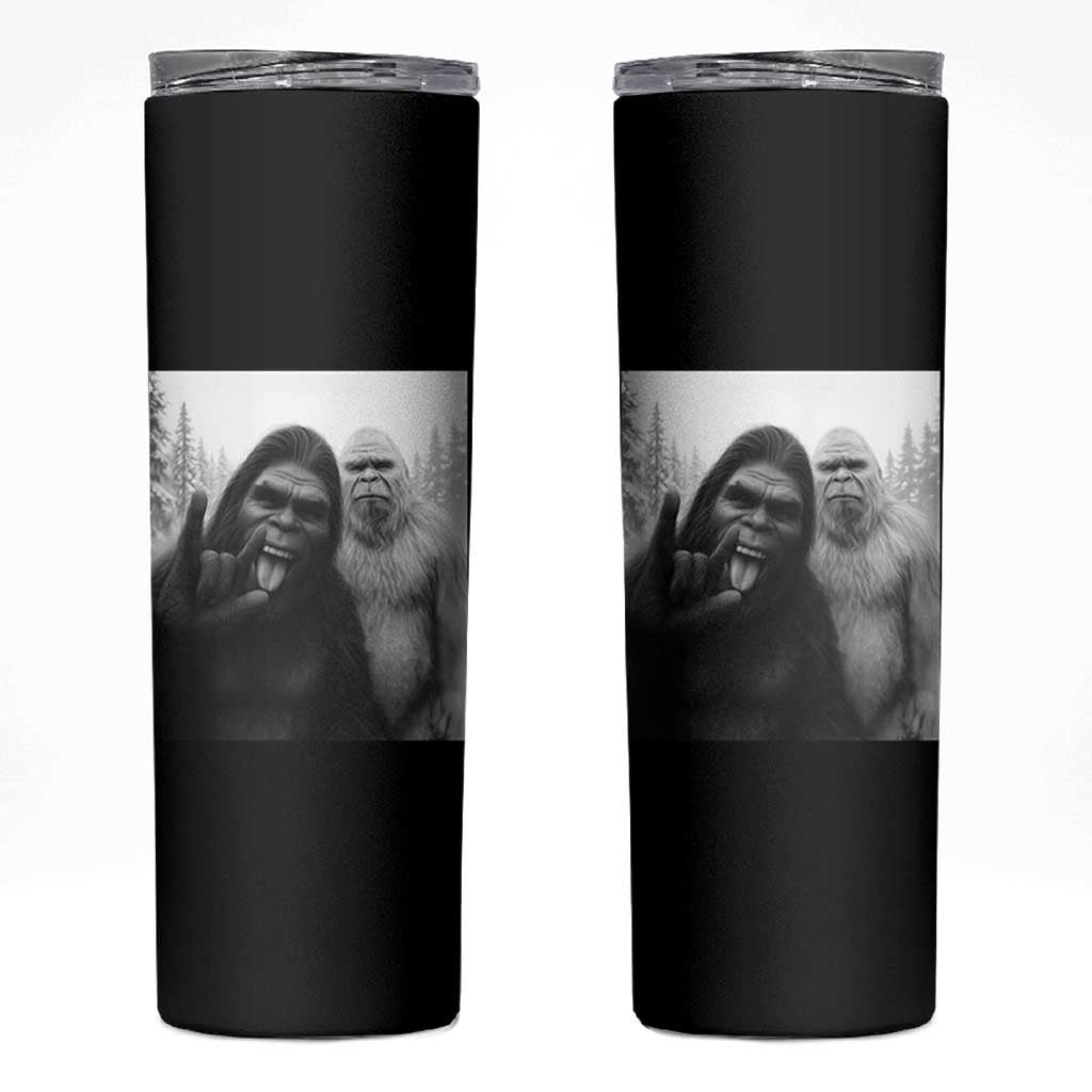 Bigfoot Selfie Christmas Skinny Tumbler Sasquatch Yeti Rock On Hand - Wonder Print Shop