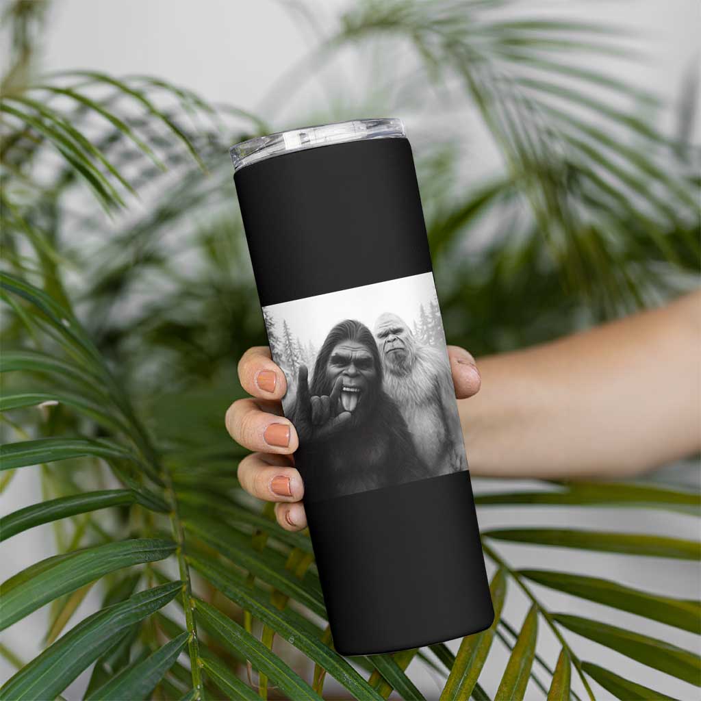 Bigfoot Selfie Christmas Skinny Tumbler Sasquatch Yeti Rock On Hand - Wonder Print Shop