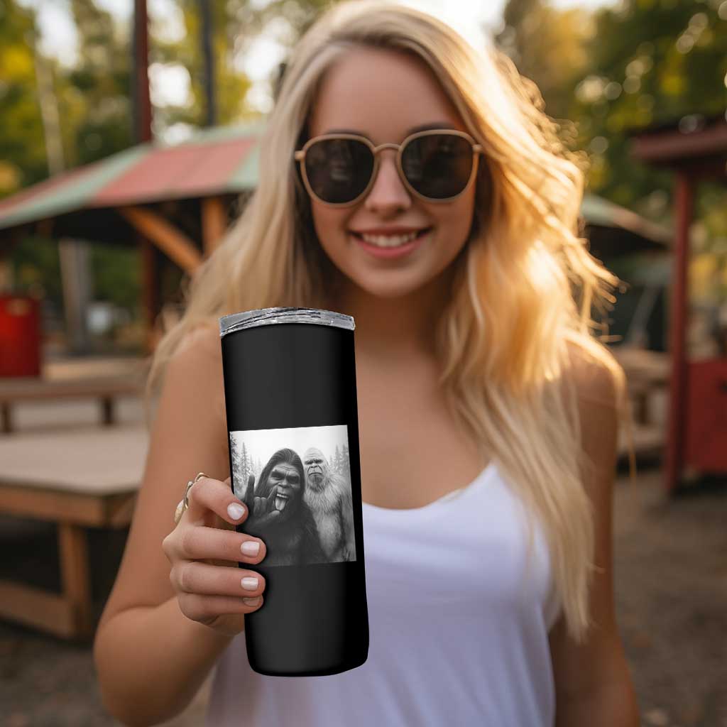 Bigfoot Selfie Christmas Skinny Tumbler Sasquatch Yeti Rock On Hand - Wonder Print Shop