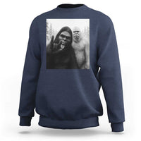 Bigfoot Selfie Christmas Sweatshirt Sasquatch Yeti Rock On Hand - Wonder Print Shop