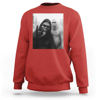 Bigfoot Selfie Christmas Sweatshirt Sasquatch Yeti Rock On Hand - Wonder Print Shop