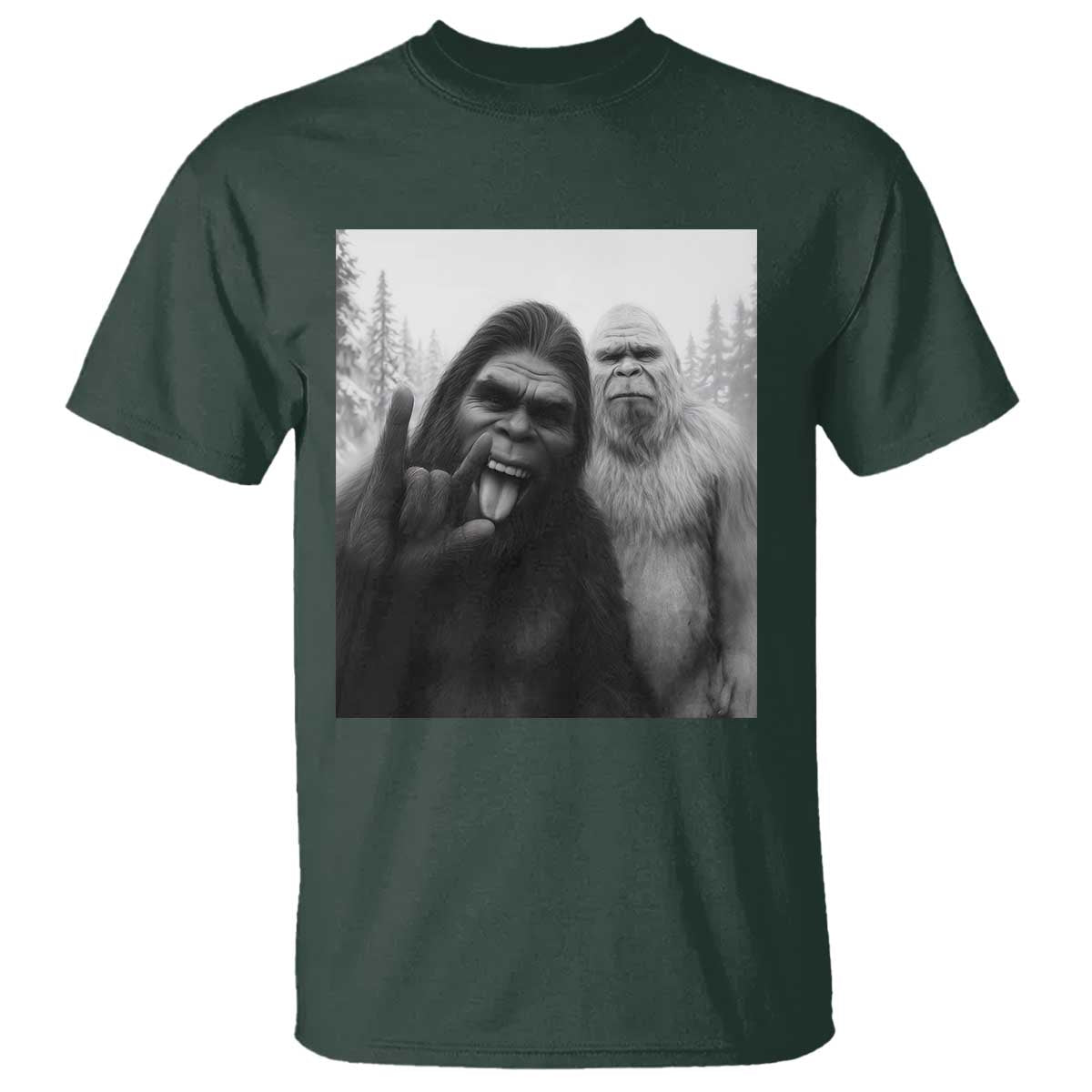Bigfoot Selfie Christmas T Shirt Sasquatch Yeti Rock On Hand - Wonder Print Shop