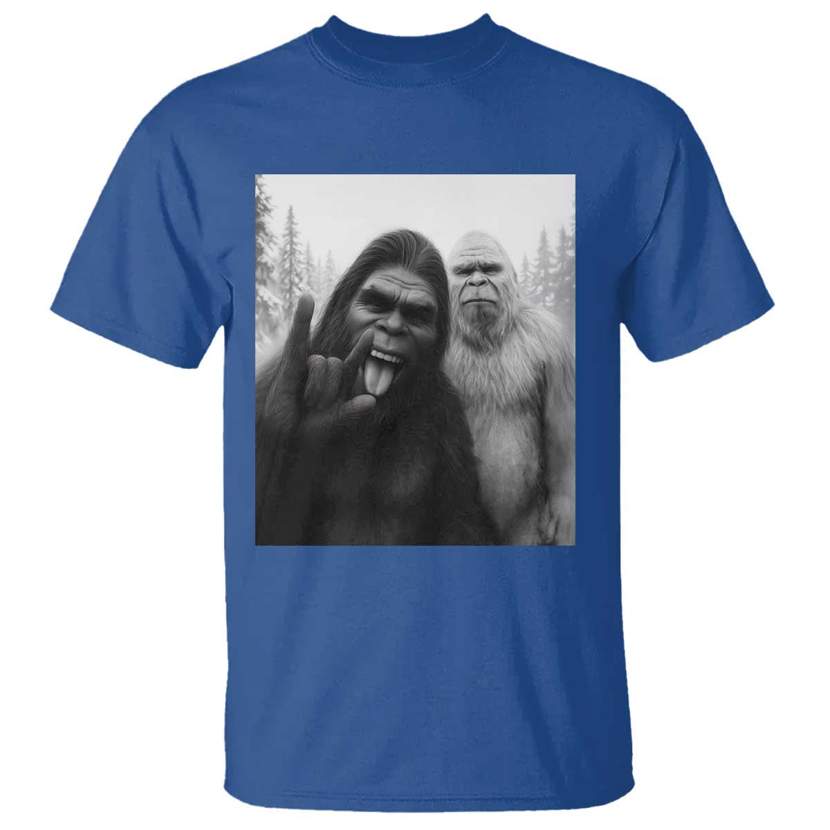 Bigfoot Selfie Christmas T Shirt Sasquatch Yeti Rock On Hand - Wonder Print Shop