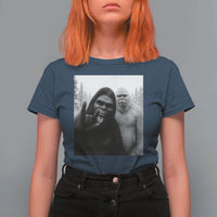 Bigfoot Selfie Christmas T Shirt For Women Sasquatch Yeti Rock On Hand - Wonder Print Shop