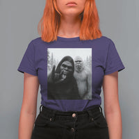Bigfoot Selfie Christmas T Shirt For Women Sasquatch Yeti Rock On Hand - Wonder Print Shop