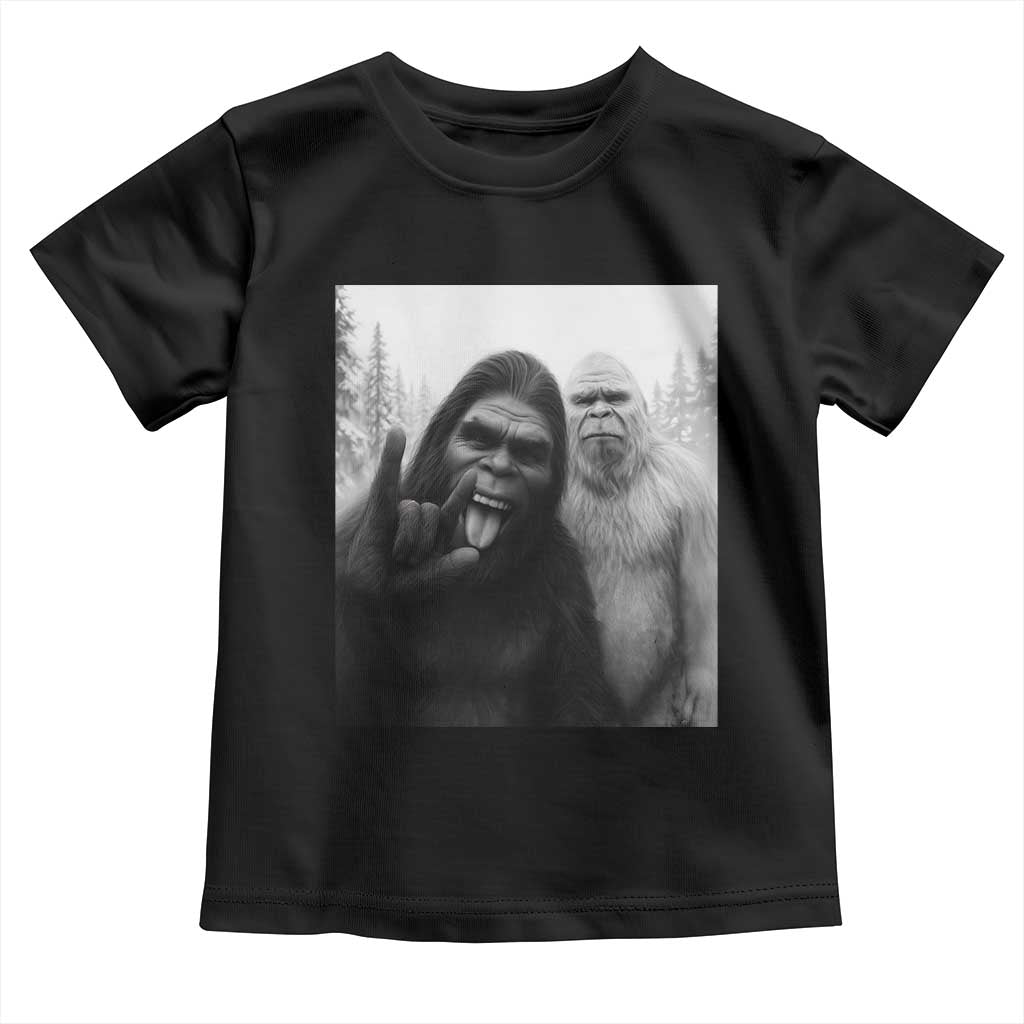 Bigfoot Selfie Christmas Toddler T Shirt Sasquatch Yeti Rock On Hand - Wonder Print Shop