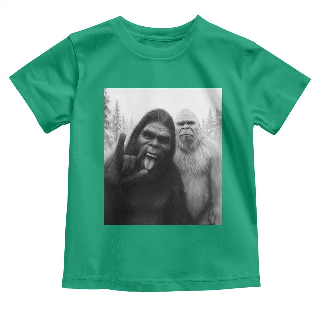 Bigfoot Selfie Christmas Toddler T Shirt Sasquatch Yeti Rock On Hand - Wonder Print Shop