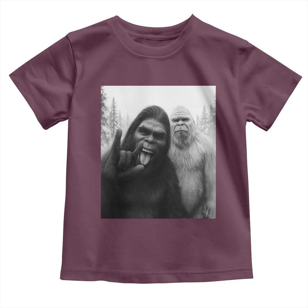 Bigfoot Selfie Christmas Toddler T Shirt Sasquatch Yeti Rock On Hand - Wonder Print Shop
