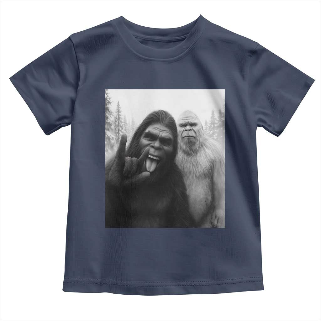 Bigfoot Selfie Christmas Toddler T Shirt Sasquatch Yeti Rock On Hand - Wonder Print Shop