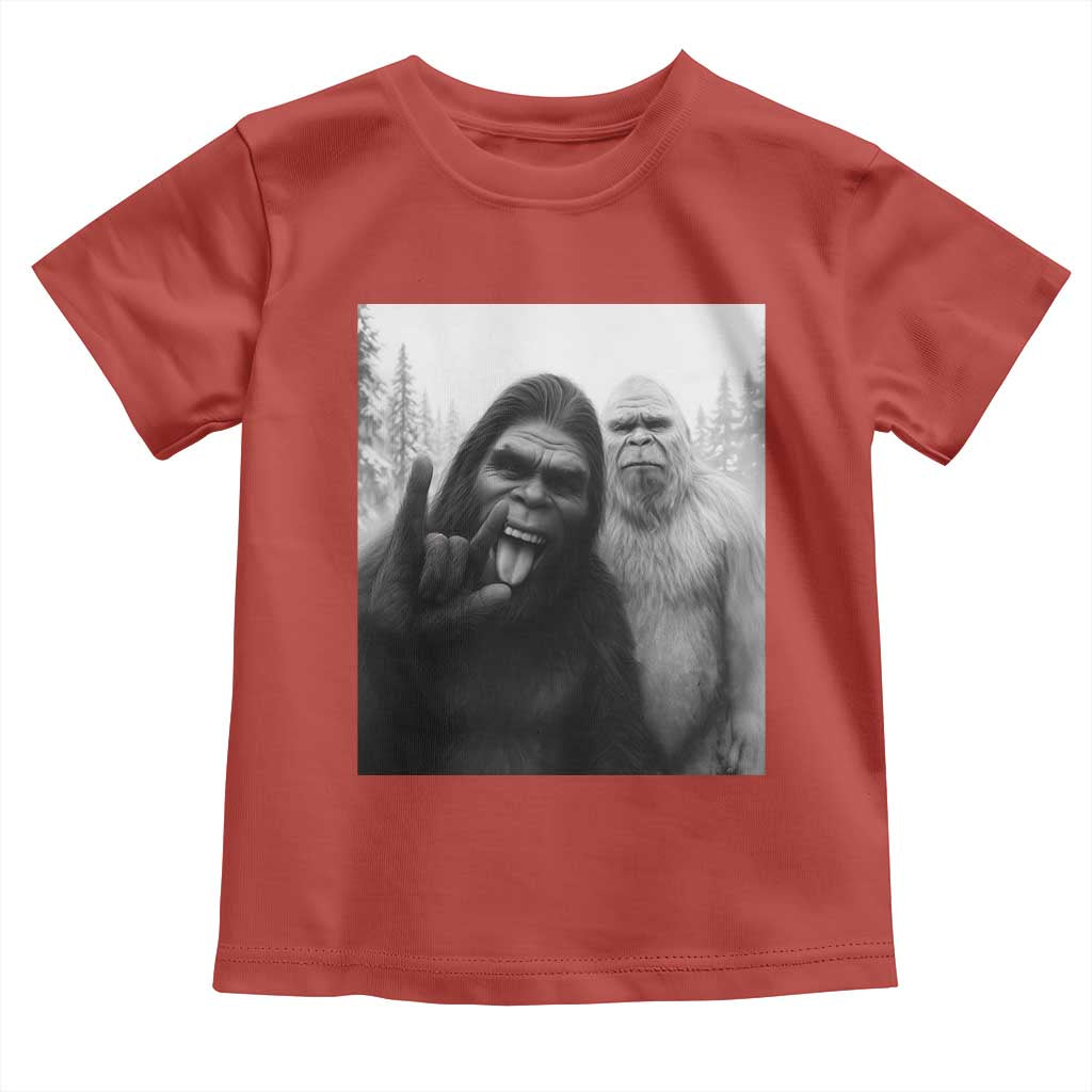 Bigfoot Selfie Christmas Toddler T Shirt Sasquatch Yeti Rock On Hand - Wonder Print Shop