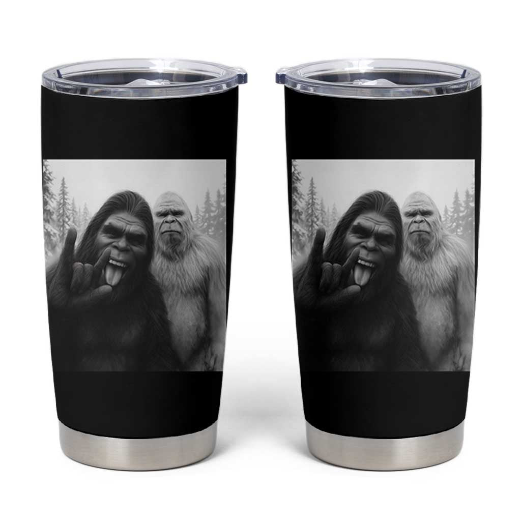 Bigfoot Selfie Christmas Tumbler Cup Sasquatch Yeti Rock On Hand - Wonder Print Shop