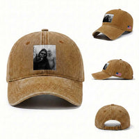 Bigfoot Selfie Christmas Washed Cotton Baseball Cap Sasquatch Yeti Rock On Hand
