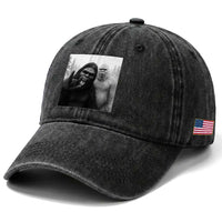 Bigfoot Selfie Christmas Washed Cotton Baseball Cap Sasquatch Yeti Rock On Hand
