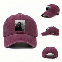 Bigfoot Selfie Christmas Washed Cotton Baseball Cap Sasquatch Yeti Rock On Hand