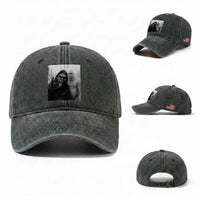 Bigfoot Selfie Christmas Washed Cotton Baseball Cap Sasquatch Yeti Rock On Hand