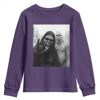 Bigfoot Selfie Christmas Youth Sweatshirt Sasquatch Yeti Rock On Hand - Wonder Print Shop