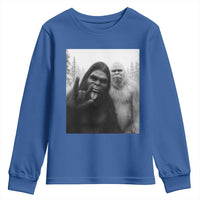 Bigfoot Selfie Christmas Youth Sweatshirt Sasquatch Yeti Rock On Hand - Wonder Print Shop