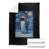 Penguin Christmas Throw Blanket Starry Night Van Gogh - Wonder Print Shop
