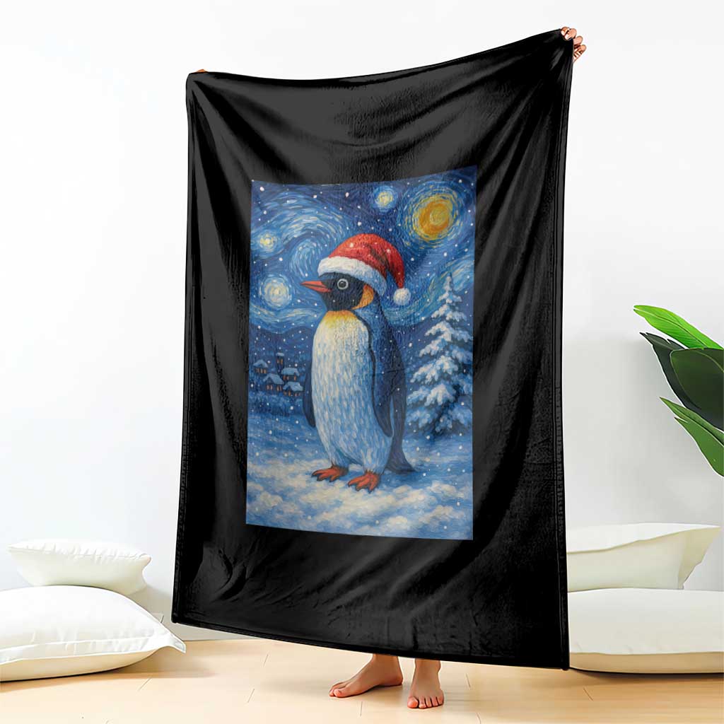 Penguin Christmas Throw Blanket Starry Night Van Gogh - Wonder Print Shop