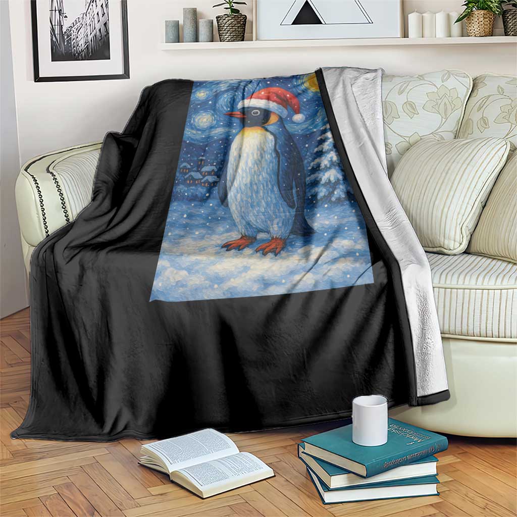 Penguin Christmas Throw Blanket Starry Night Van Gogh - Wonder Print Shop